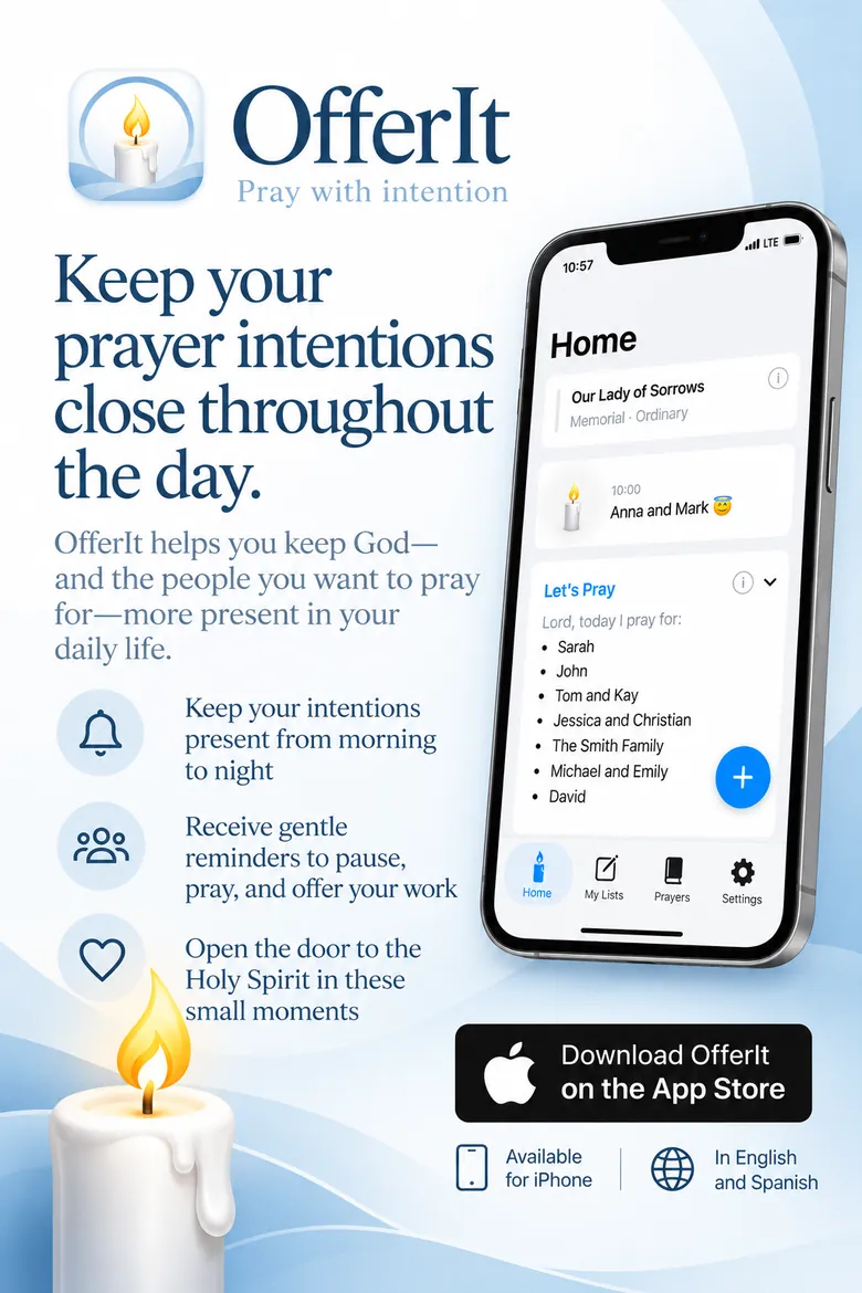 OfferIt flyer — Keep your prayer intentions close throughout the day