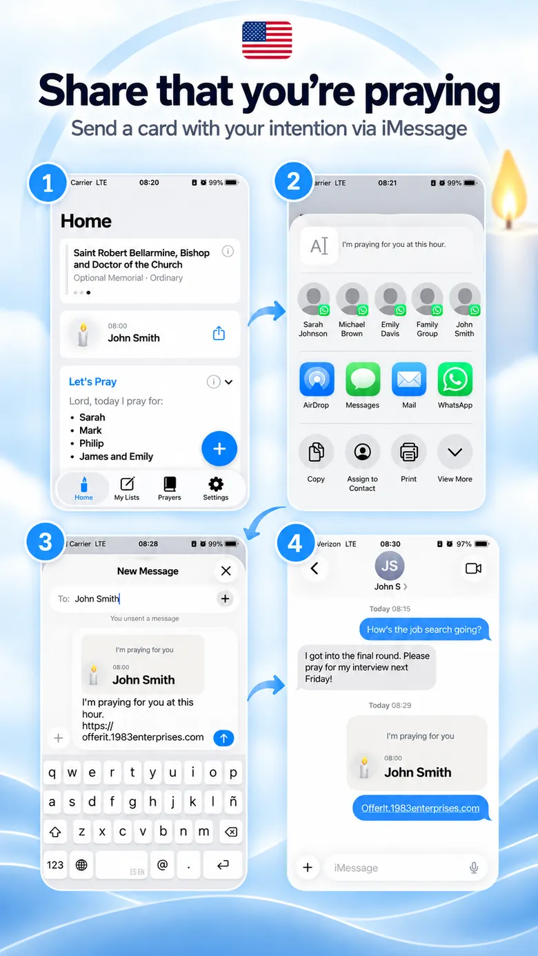 OfferIt share flow — send a card with your intention via iMessage